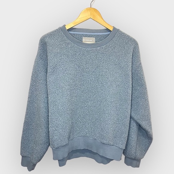 Everlane Renew Sherpa Crew Neck Sweatshirt Blue Size Large - Picture 3 of 6
